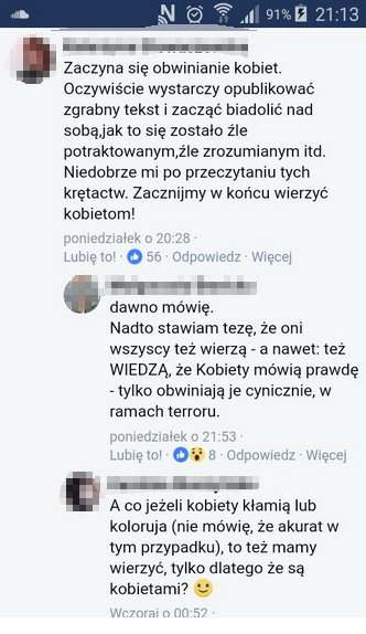 Wszyscy mężczyźni to gwałciciele więc wierzmy kobietom